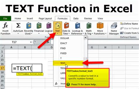 excel formula into text